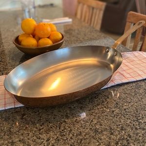 Williams Sonoma Copper Stainless Bronze Oval Fry Pan, 14”